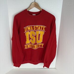 Vintage Iowa State Cyclones Crewneck Sweatshirt, Large, Red, Wolf Block Spellout